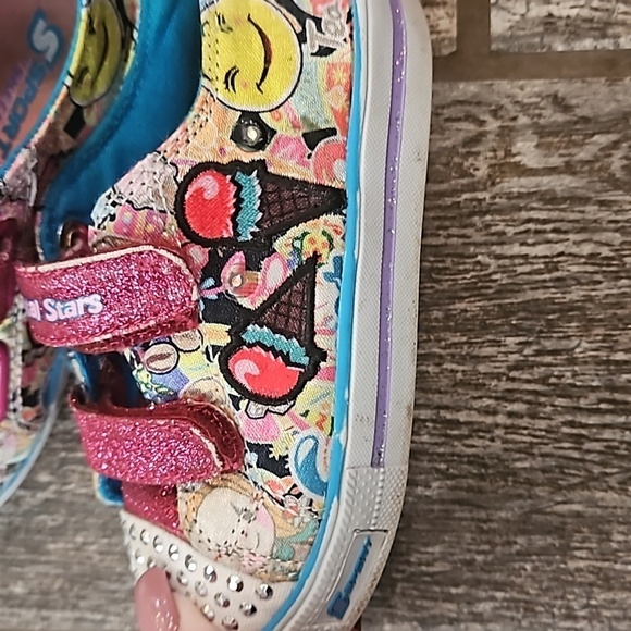 Skechers Crystal Stars Light Up Shoes Little Girls Size 8 - Picture 2 of 5